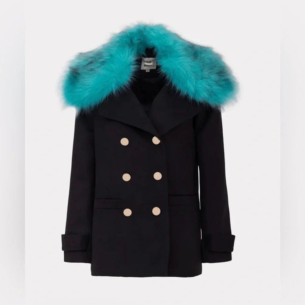 Julia Allert Fashionable Short Faux Fur Collar Coat Women’s Size XL